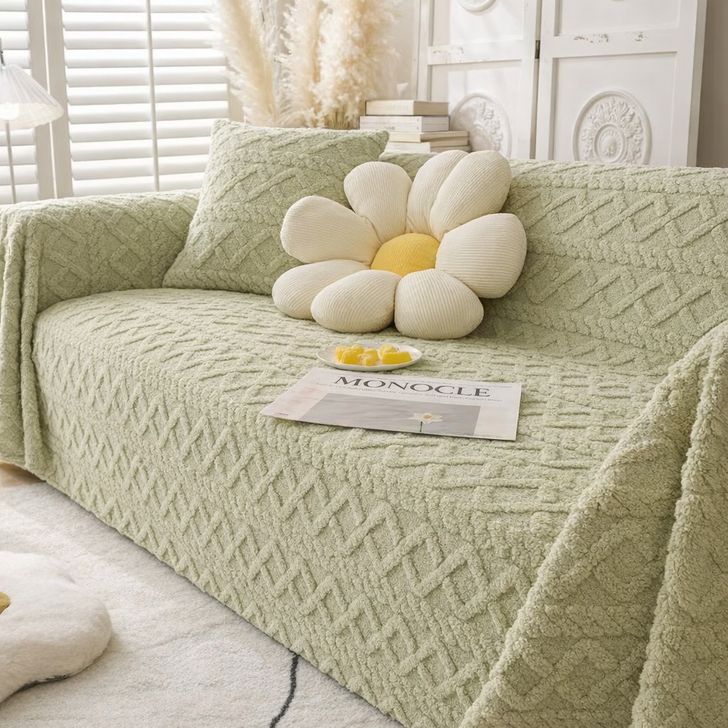 Anti-Slip Fuzzy Plush Jacquard Sofa Couch Cover
