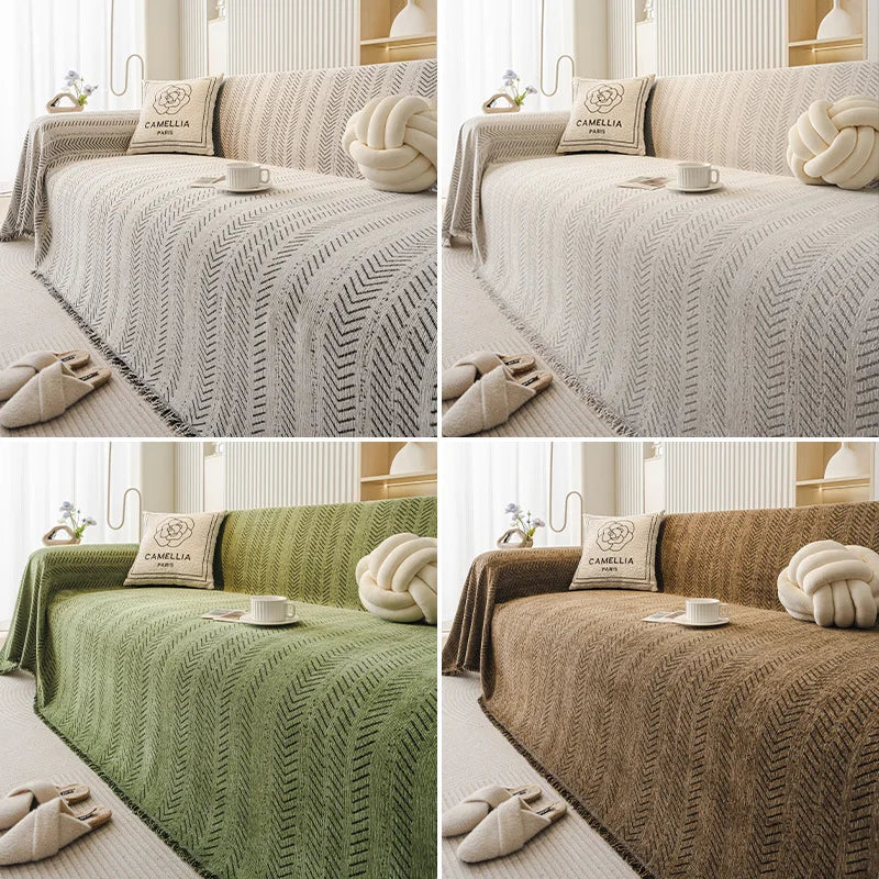 Chenille Tassels Anti-Slip Sofa Couch Cover