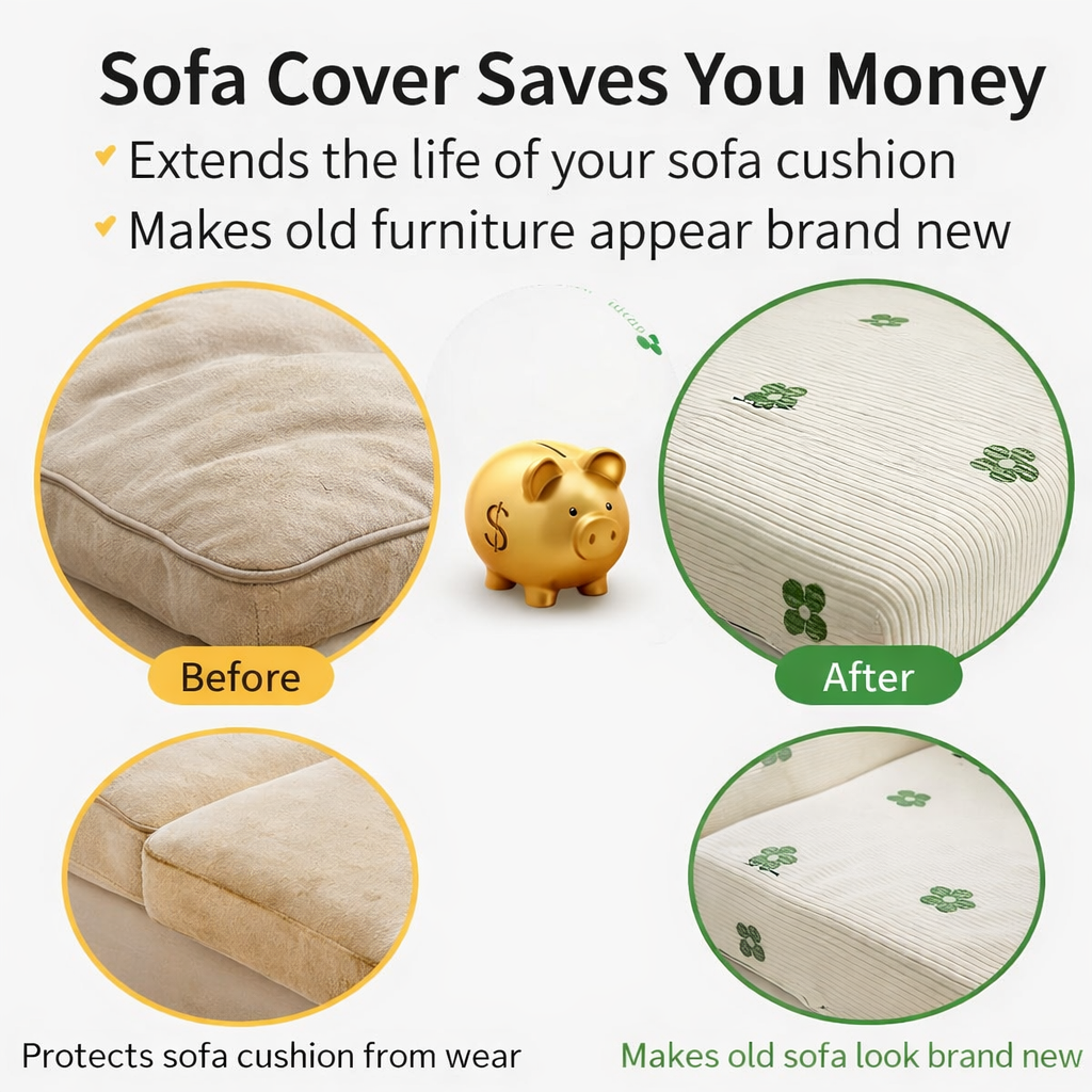 Anti-Slip Ditsy floral Cushion Sectional L Shaped Sofa Couch Cover