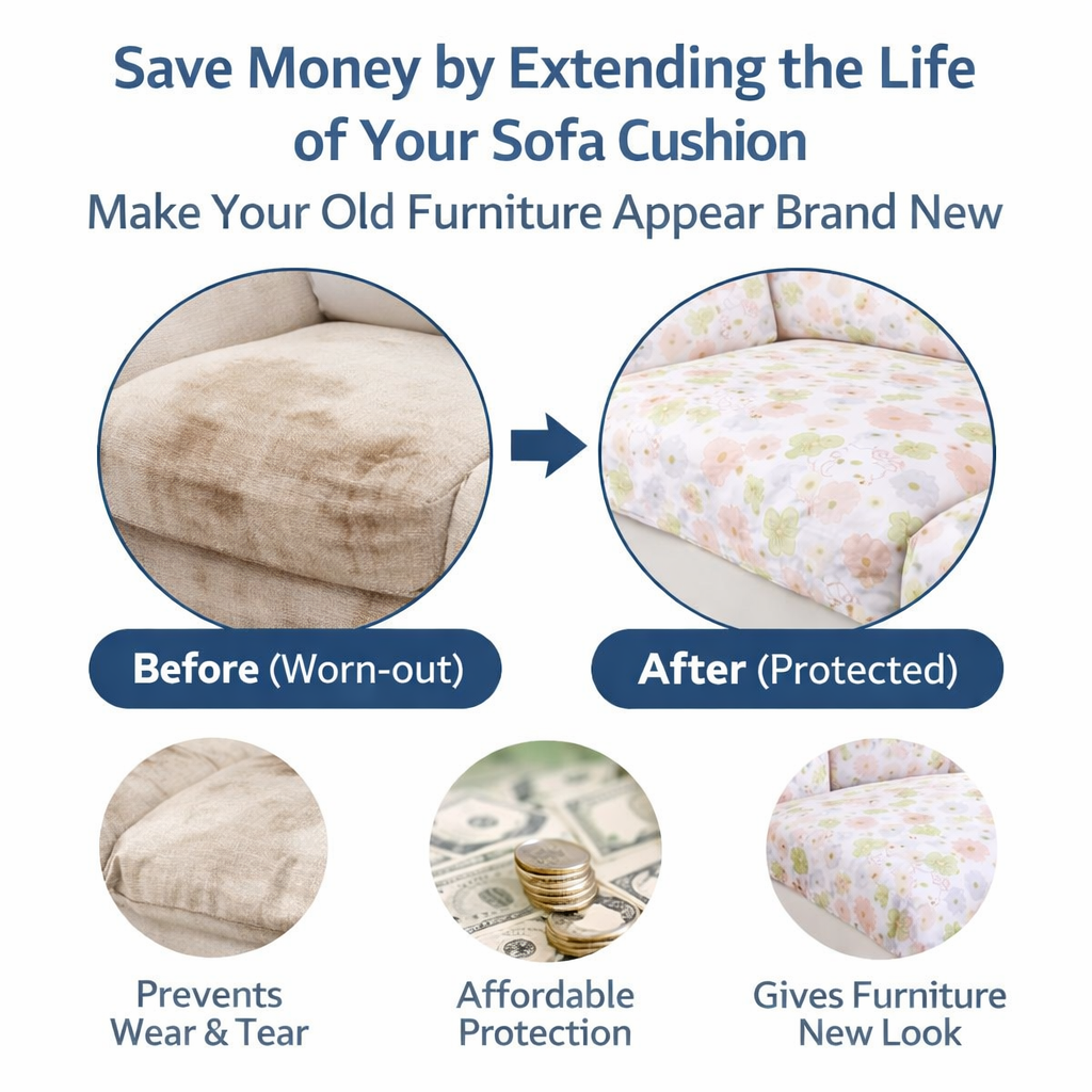 Floral Anti-Slip L Shaped Cushion Sofa Couch Cover