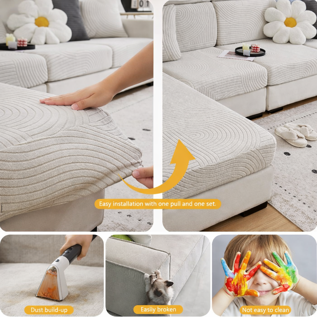 Velvet Anti-Slip L Shaped Sectional Cushion Sofa Couch Cover