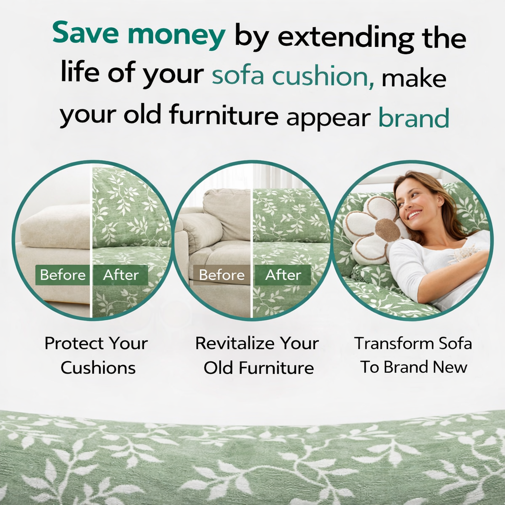 Anti-Slip Leaf Cushion Sectional L Shaped Sofa Couch Cover