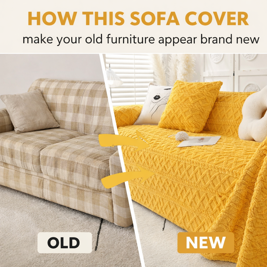 Anti-Slip Fuzzy Plush Jacquard Sofa Couch Cover