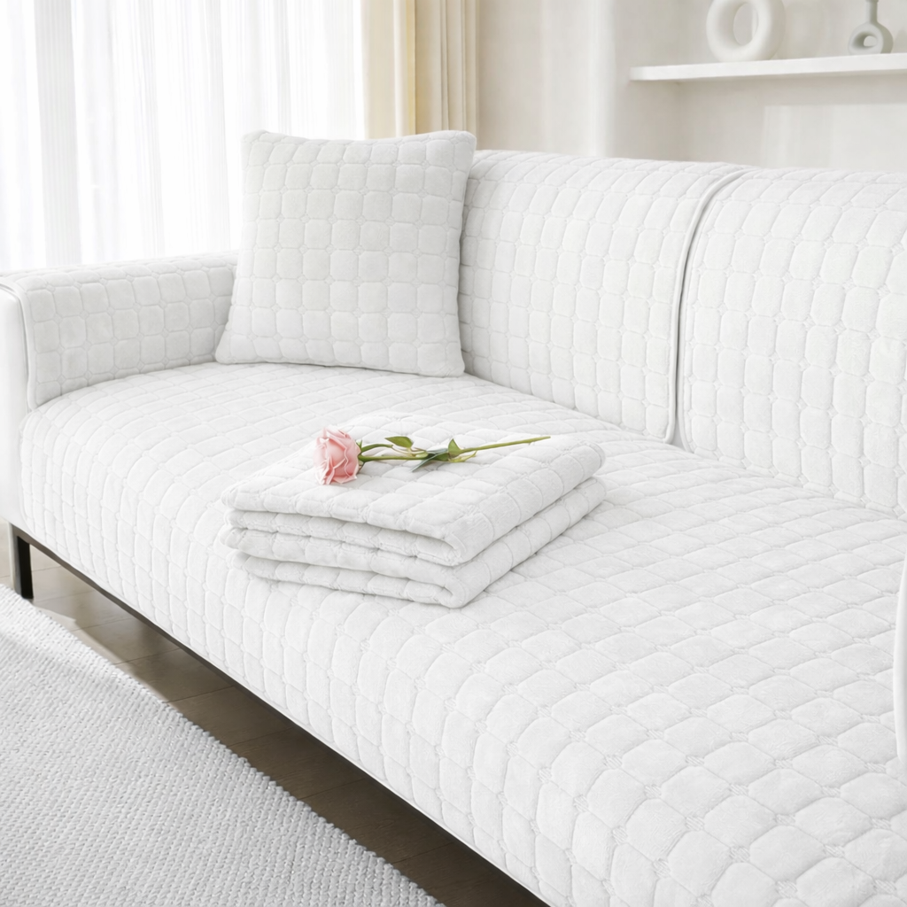 Non-Slip Velvet Quilted Fleece Plush Sofa Couch Cover