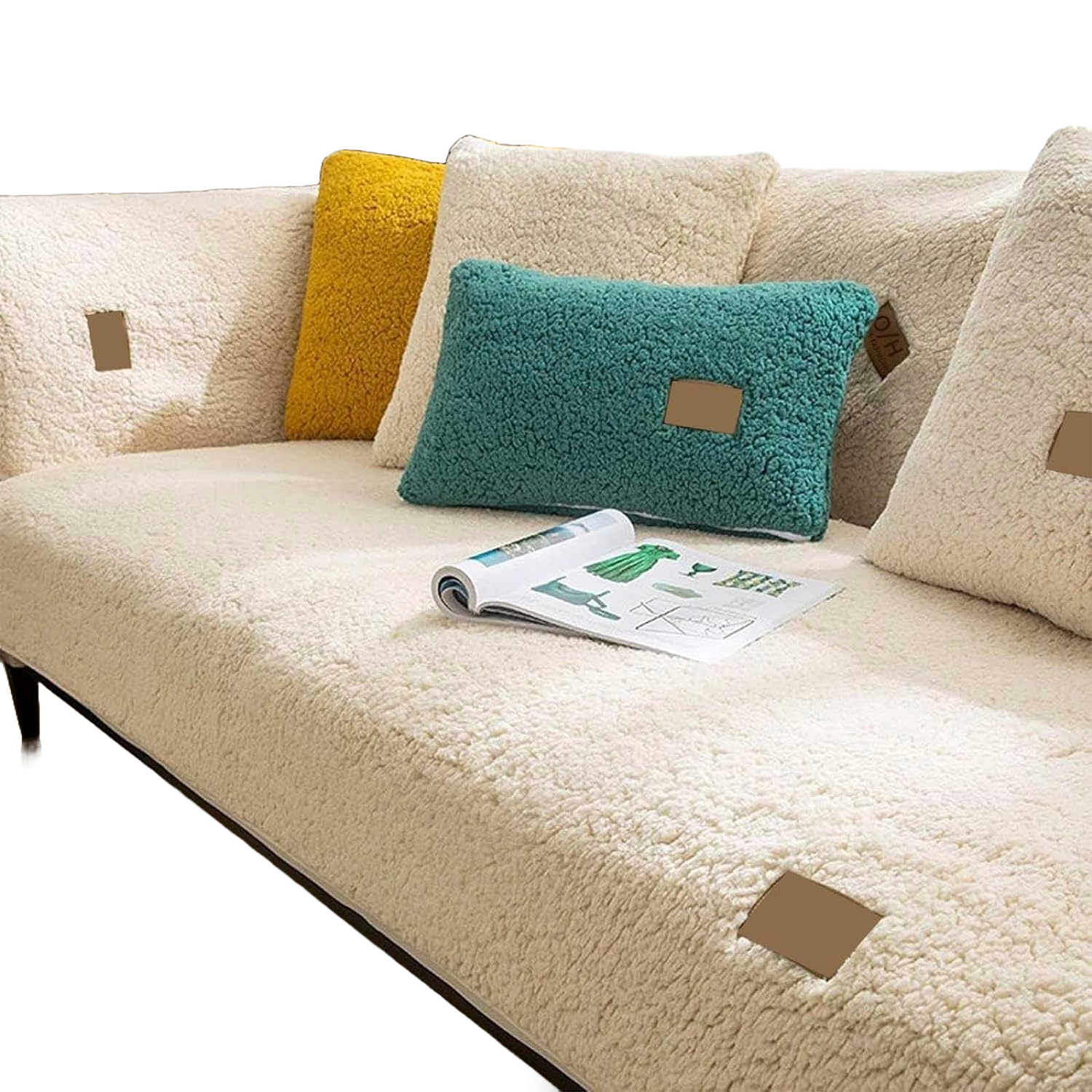 Fuzzy Furry Plush Non Slip Sherpa Fleece Sofa Couch Cover