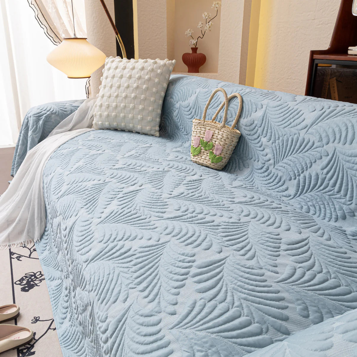 Non-Slip Elegant Quilted Tassels Sofa Couch Cover