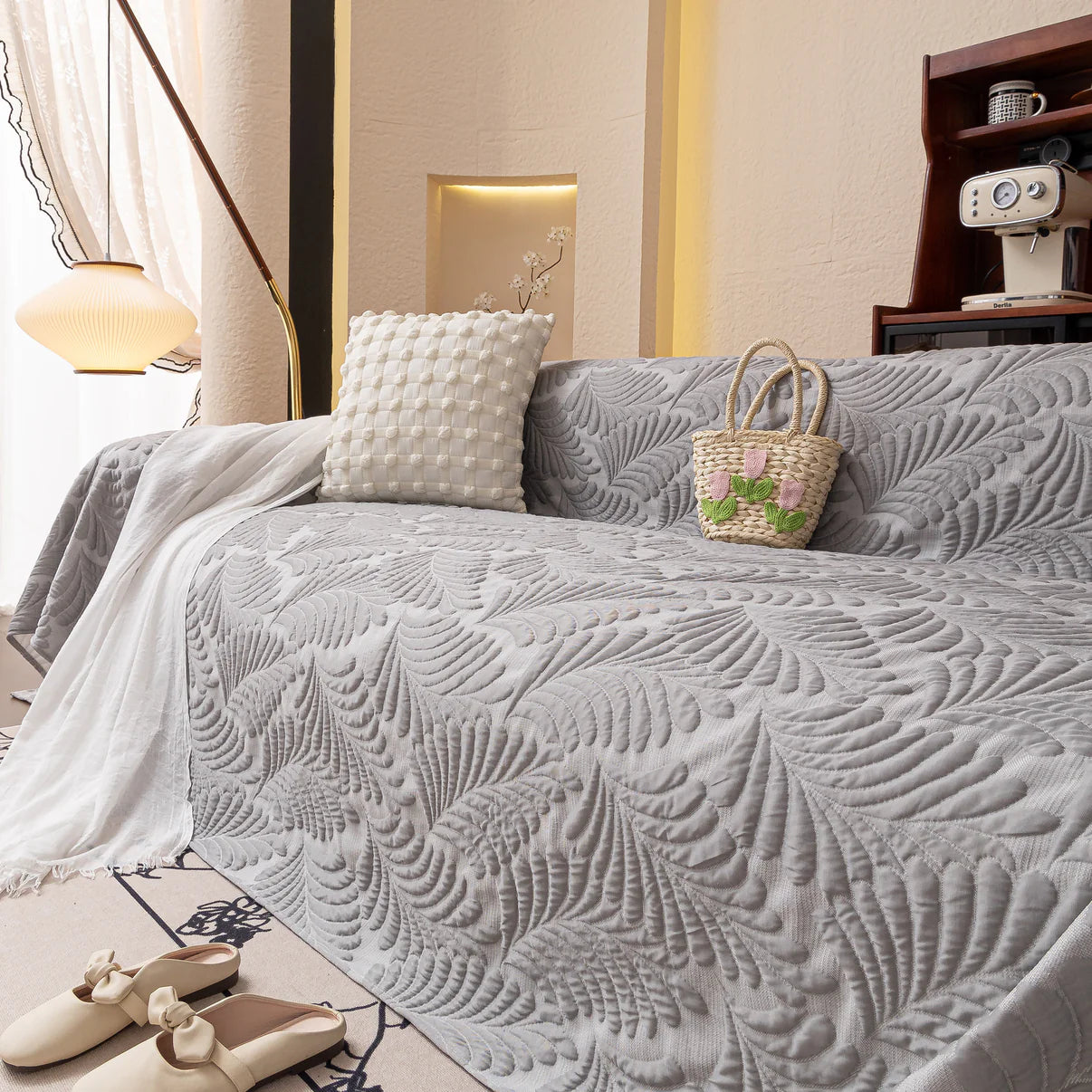 Non-Slip Elegant Quilted Tassels Sofa Couch Cover