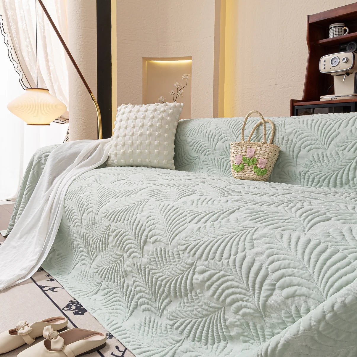 Non-Slip Elegant Quilted Tassels Sofa Couch Cover