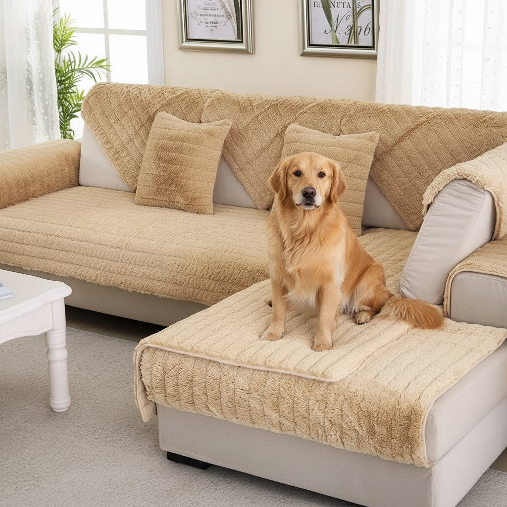 Faux Fur Non-Slip Sofa Couch Cover
