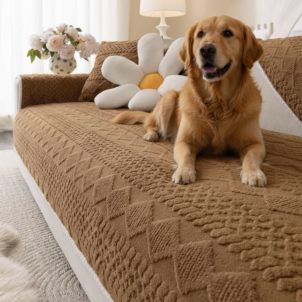 Non Slip Fluffy Geometric Jacquard Mat Couch Sofa Cover