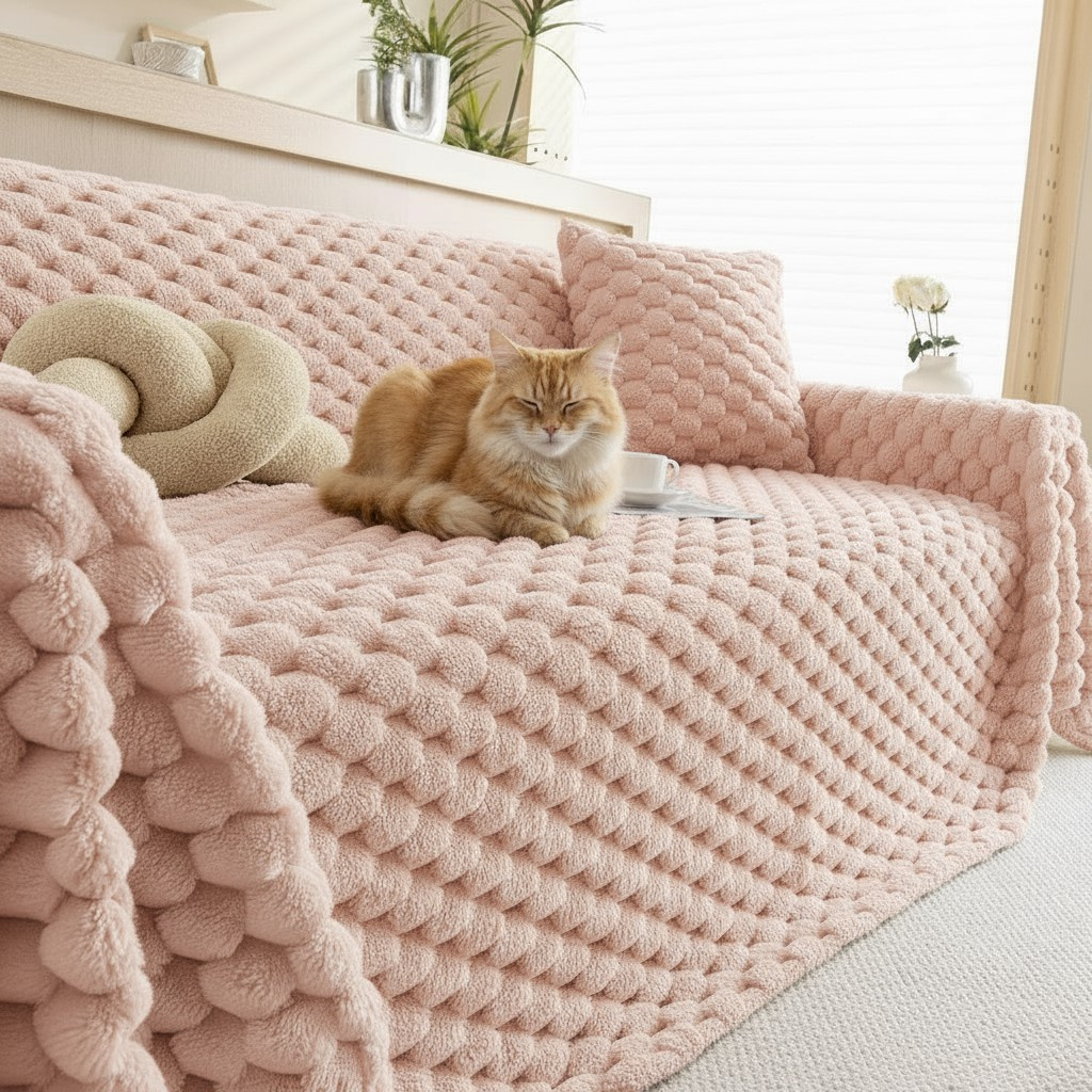 Fuzzy Plush Rabbit Non-Slip Sofa Couch Cover