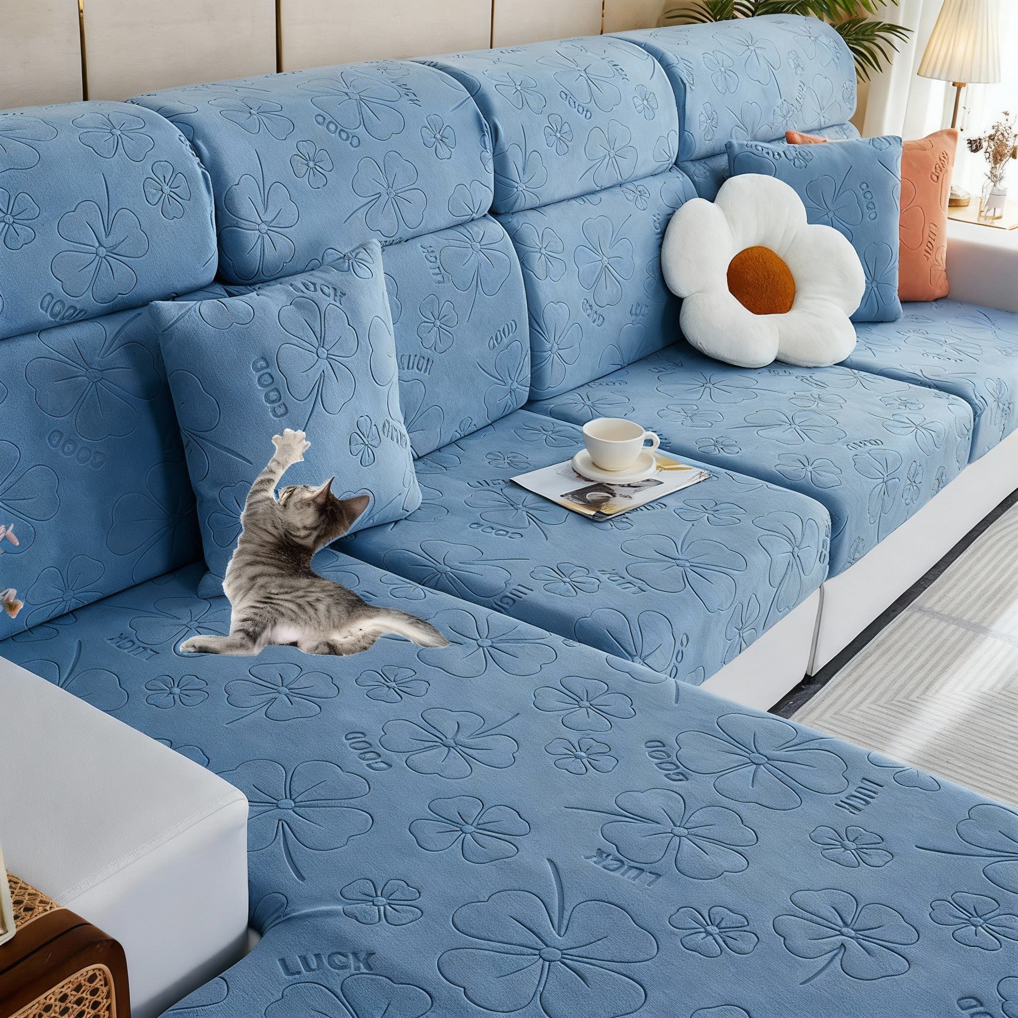 Good Luck Anti-Slip L Shaped Cushion Sofa Couch Cover