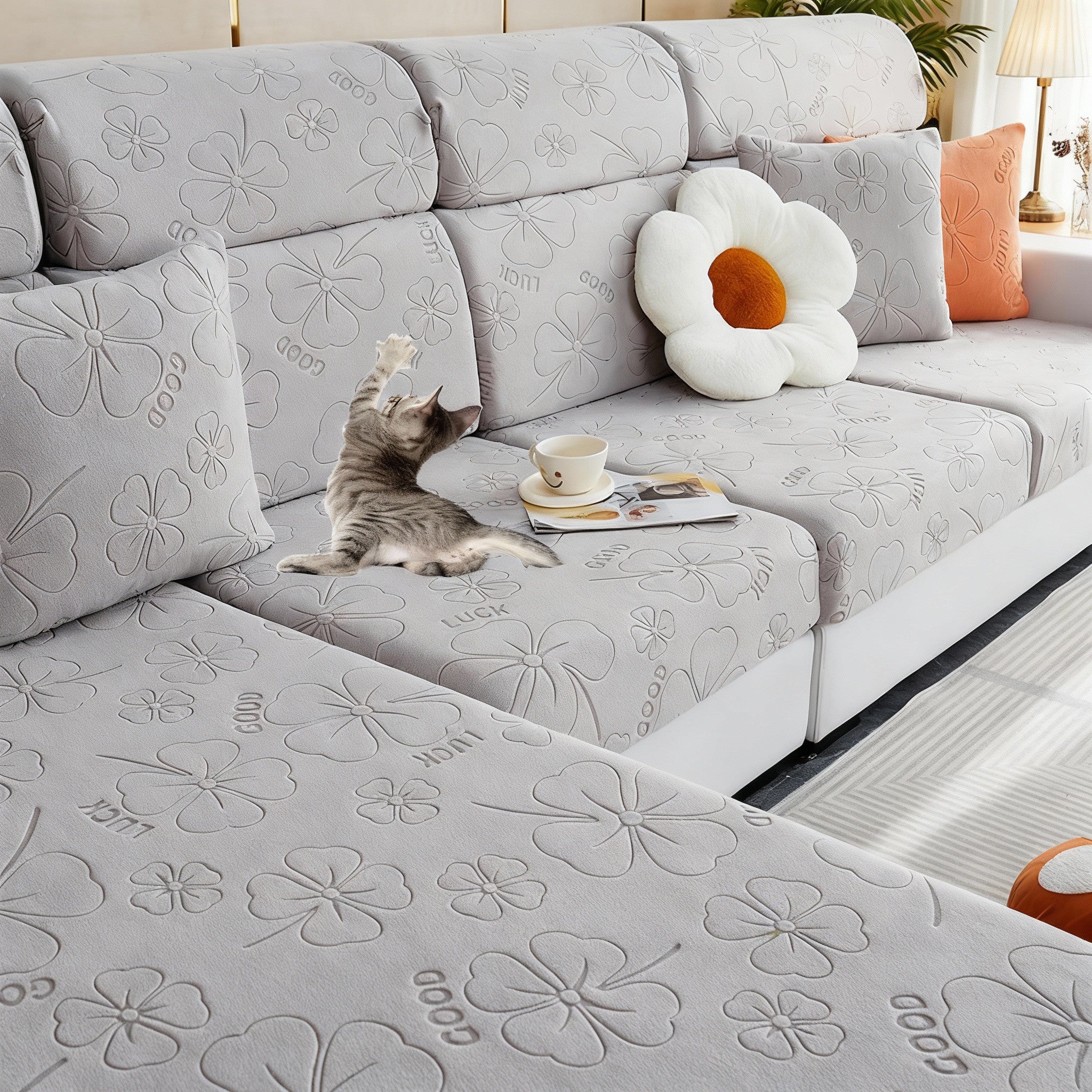 Good Luck Anti-Slip L Shaped Cushion Sofa Couch Cover