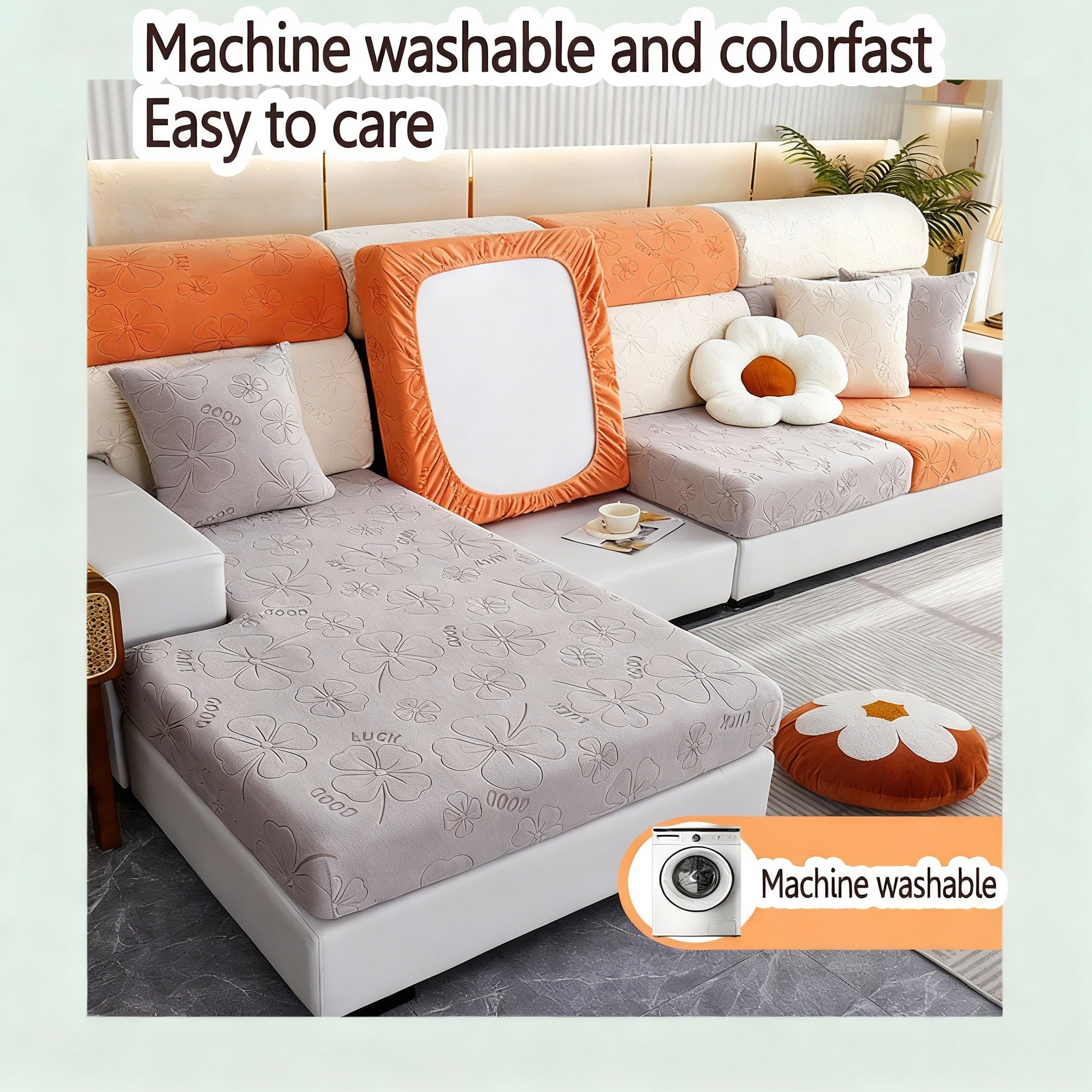 Good Luck Anti-Slip L Shaped Cushion Sofa Couch Cover