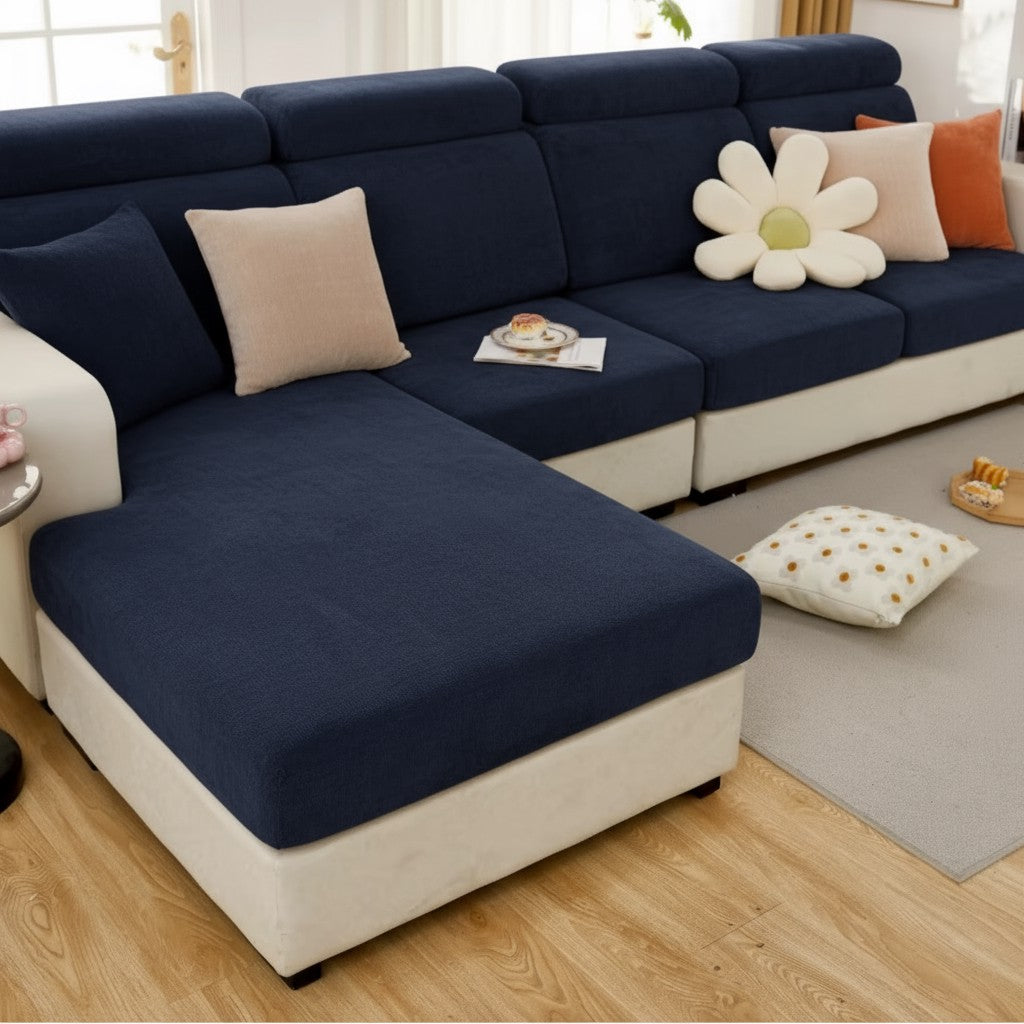 L Shaped Velvet Cushion Slipcover Sofa Couch Cover