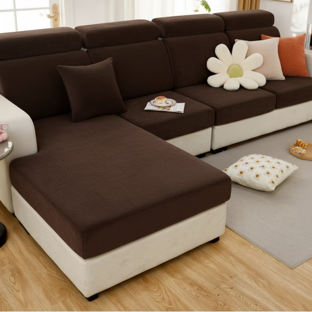 L Shaped Velvet Cushion Slipcover Sofa Couch Cover