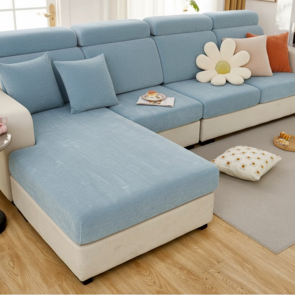 L Shaped Velvet Cushion Slipcover Sofa Couch Cover