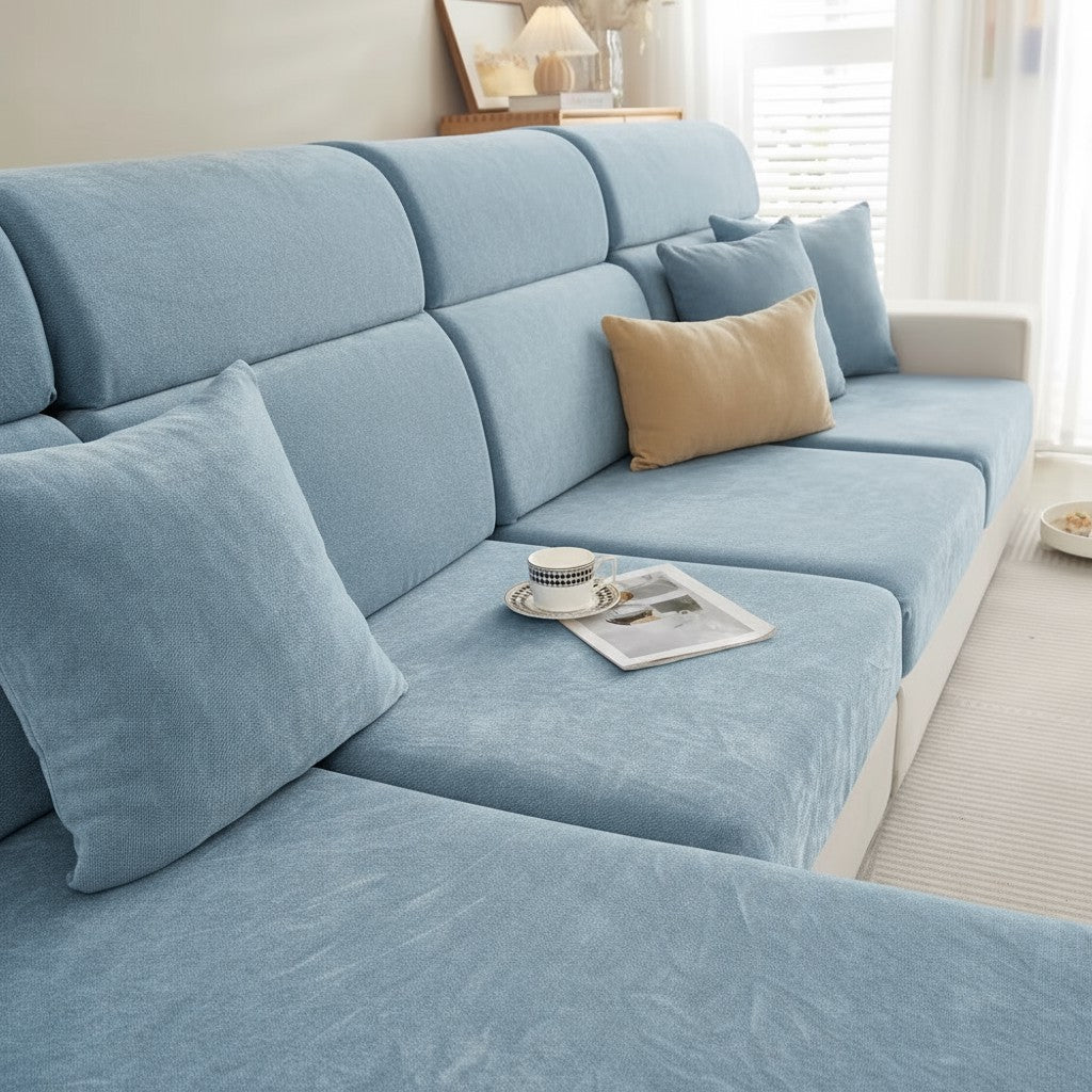 L Shaped Velvet Cushion Slipcover Sofa Couch Cover