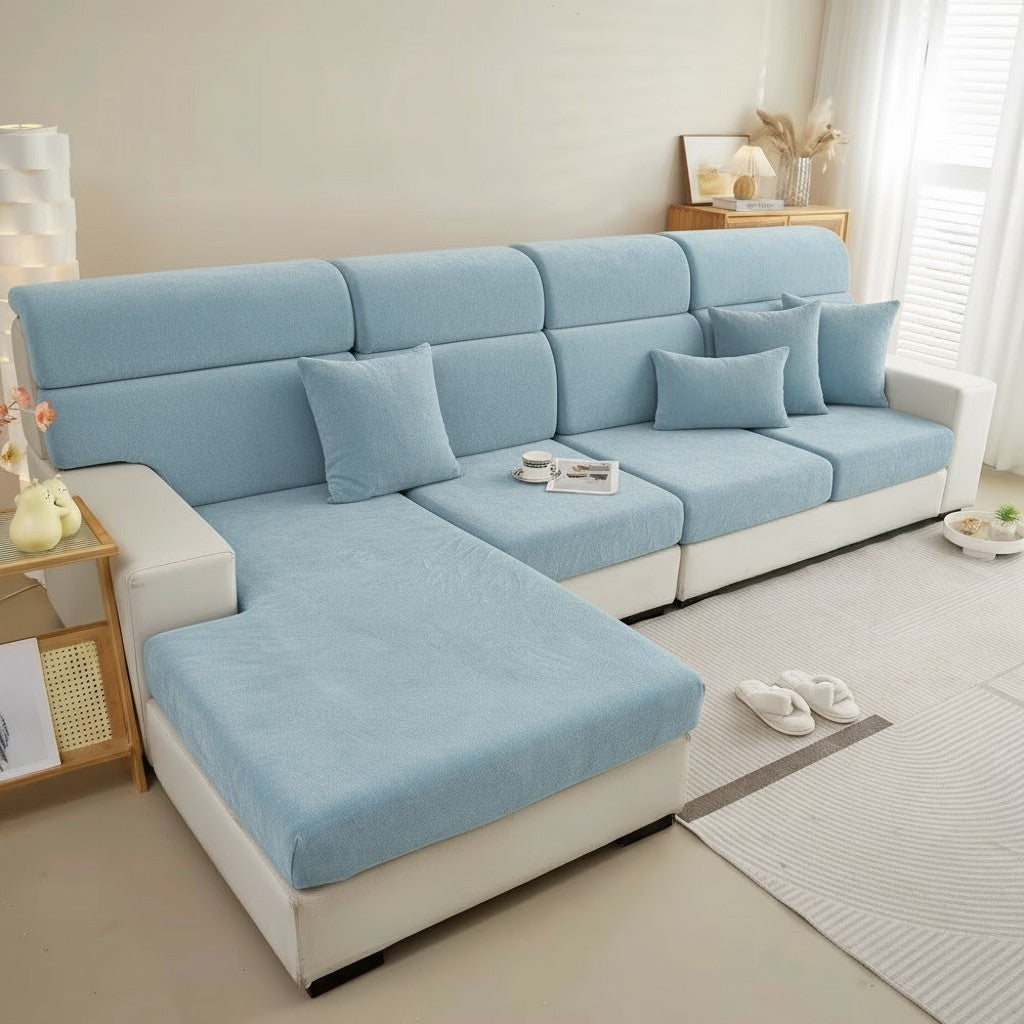 L Shaped Velvet Cushion Slipcover Sofa Couch Cover