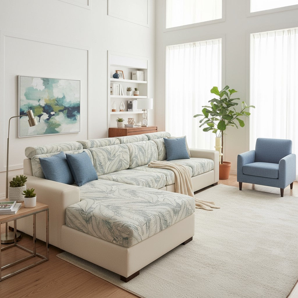 L Shaped Sectional Leaf Cushion Sofa Couch Cover