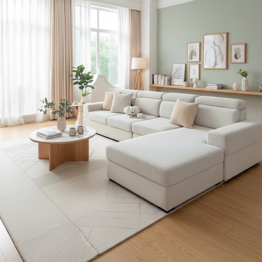 L Shaped Sectional Stripe Cushion Sofa Couch Cover