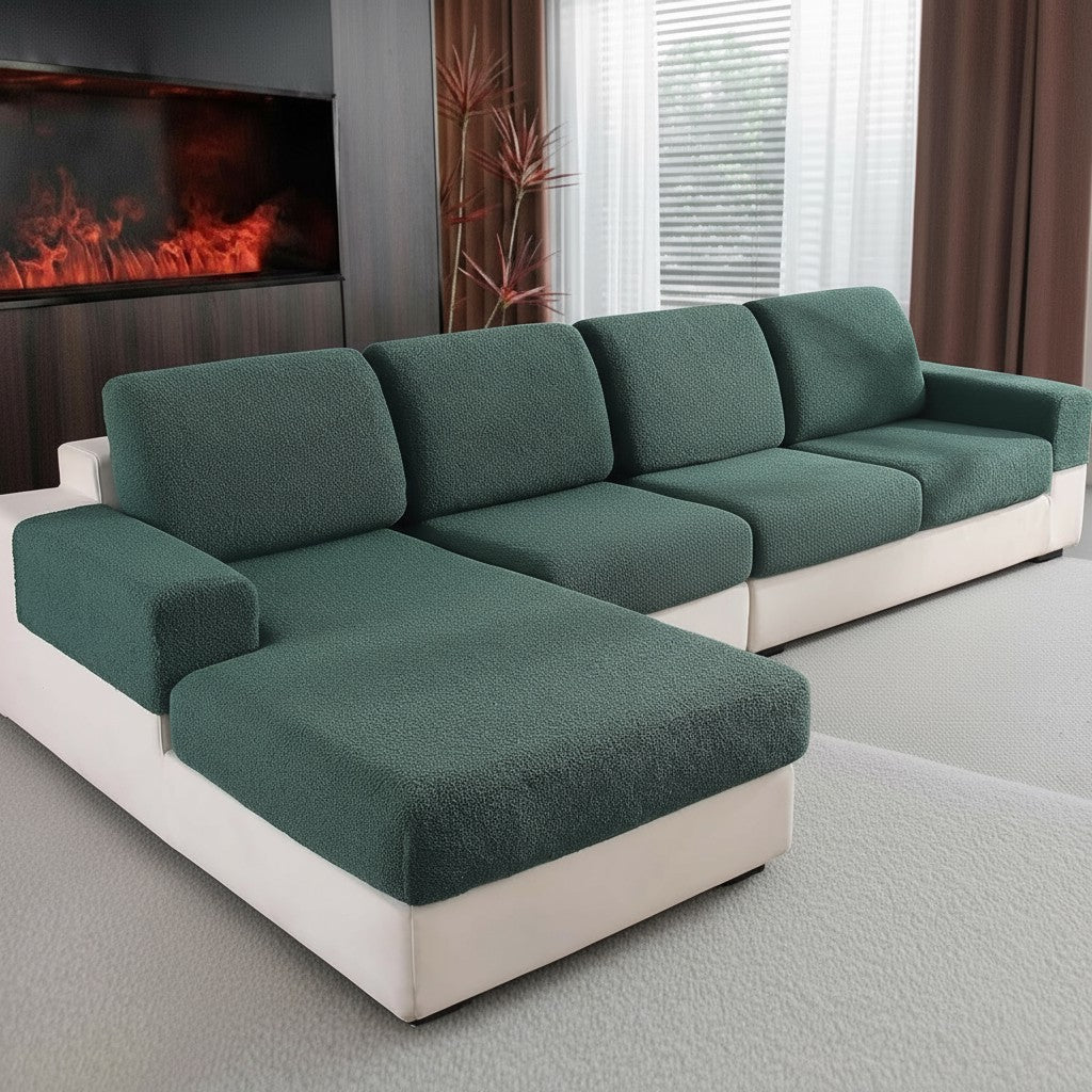 Anti Slip Polar Fleece Sectional L Shaped Cushion Sofa Couch Cover