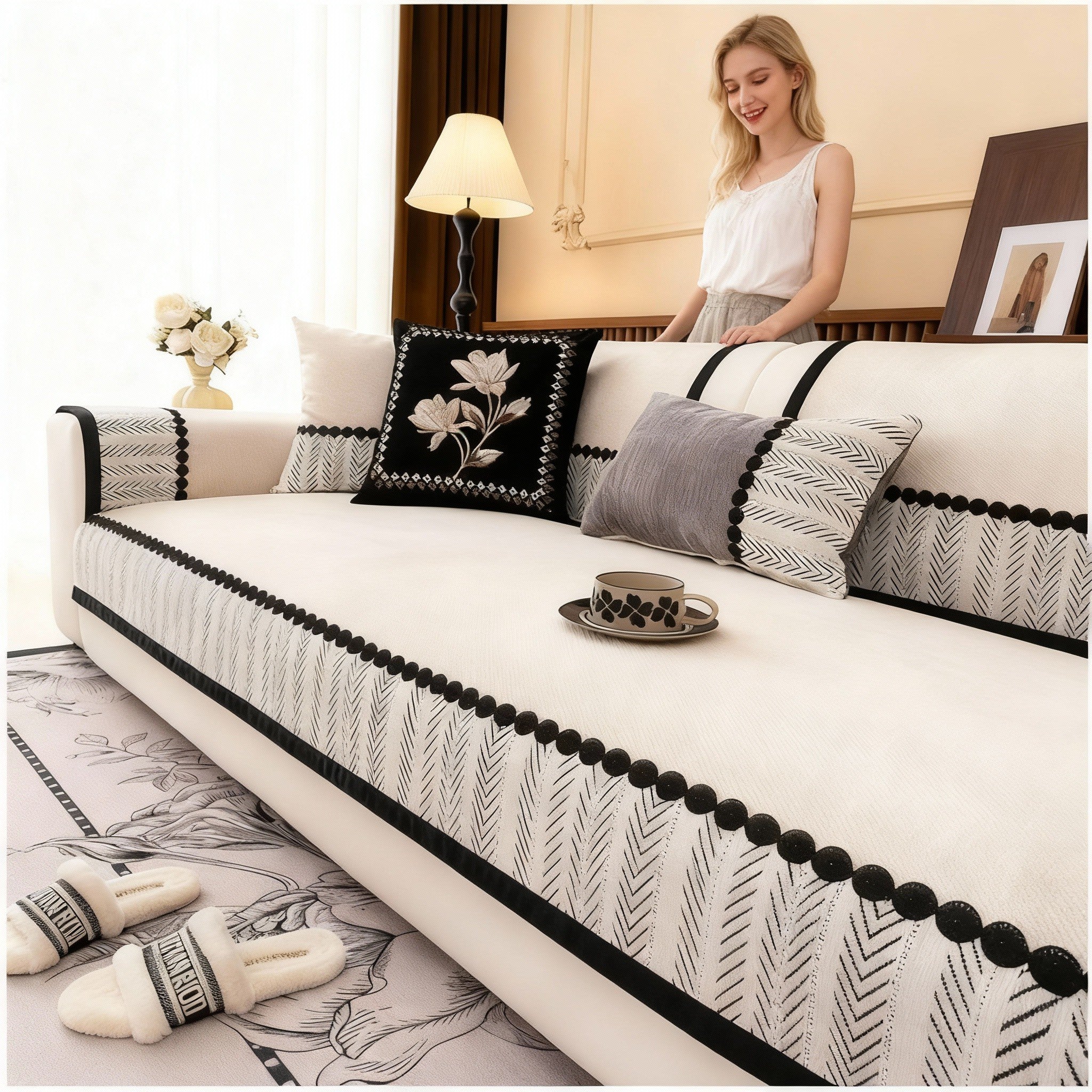 Anti Slip Premium Elegant Chenille Sofa Couch Cover