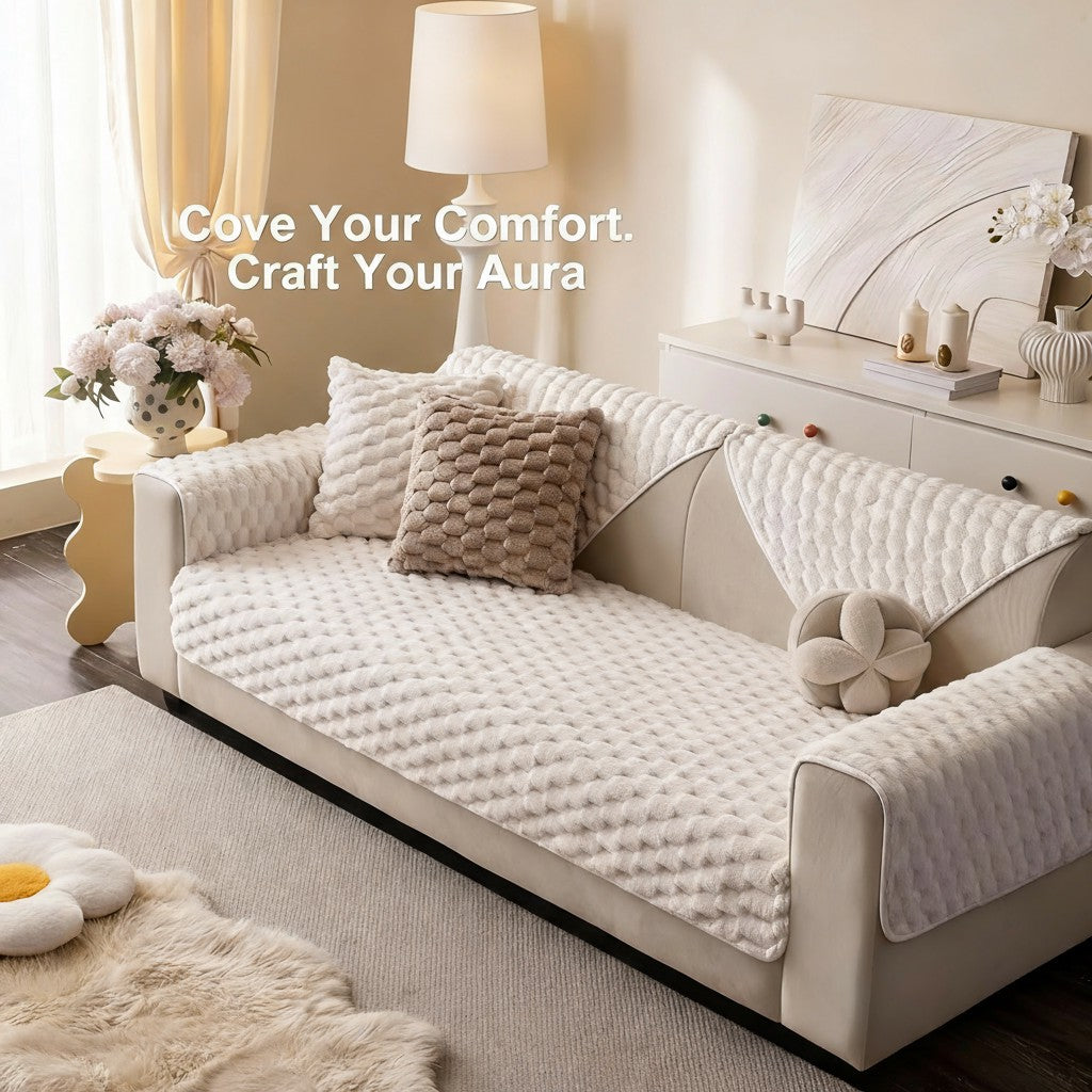 Non Slip Plush Rabbit Mat Couch Sofa Cover