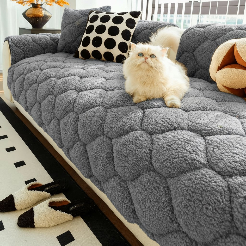 Non Slip Sherpa Fleece Plush Rabbit Mat Couch Sofa Cover