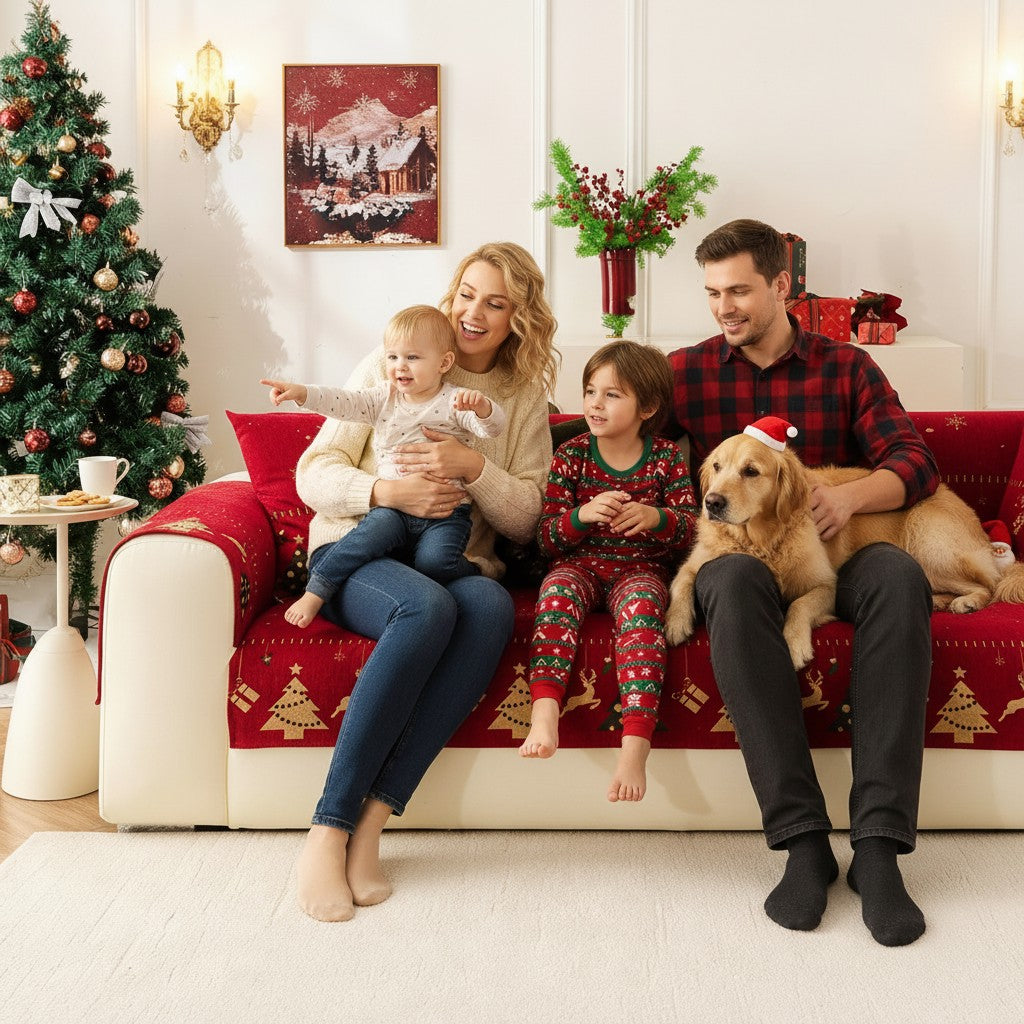 Christmas Chenille Non Slip Sofa Couch Cover