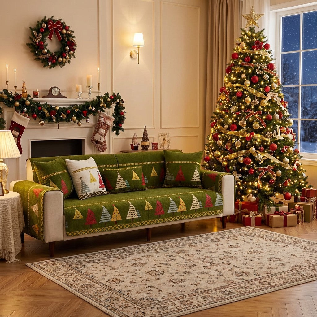 Chenille Christmas Non Slip Sofa Couch Cover