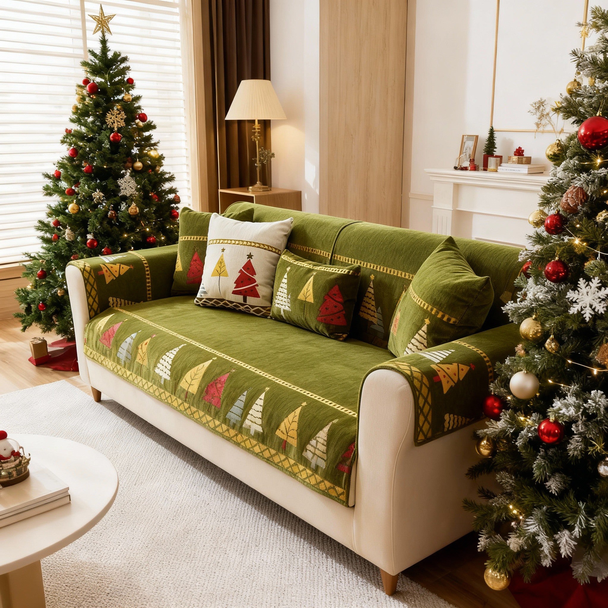 Chenille Christmas Non Slip Sofa Couch Cover