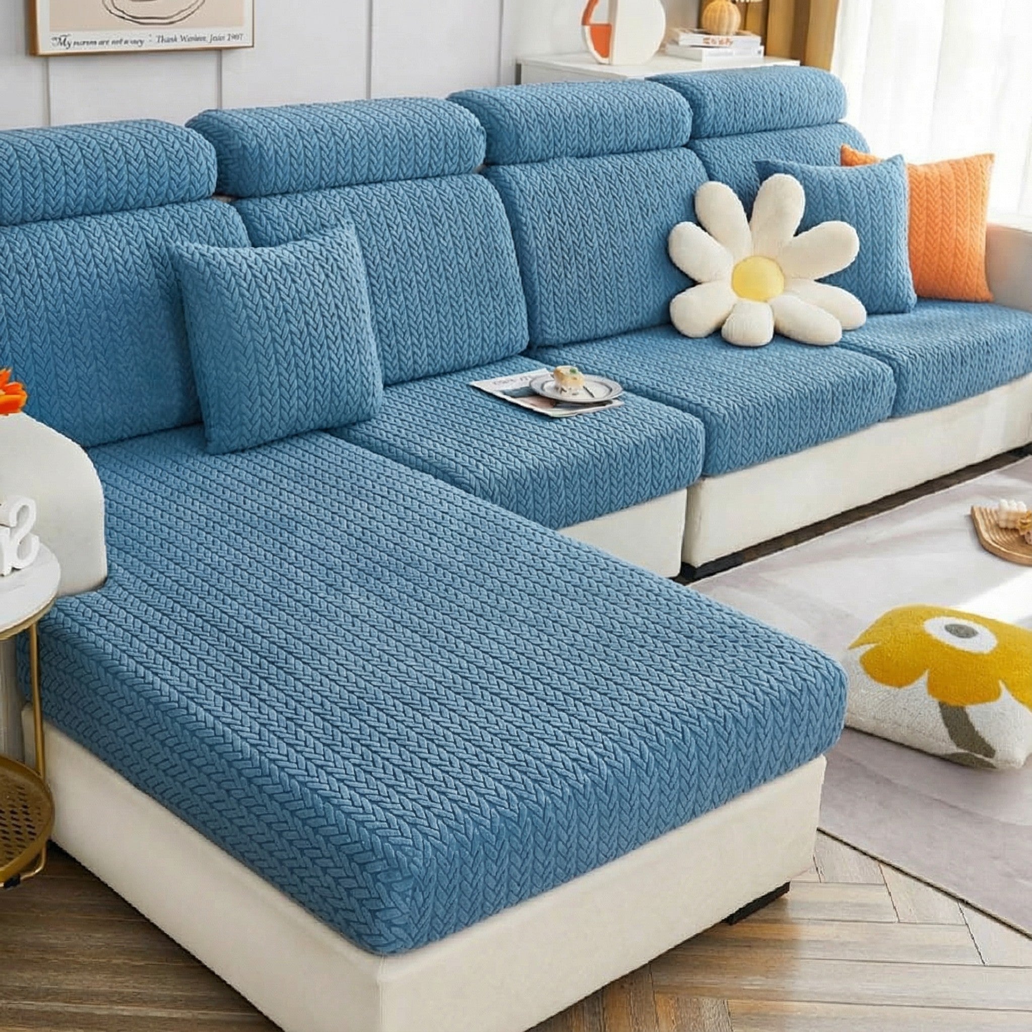 Anti-Slip L Shaped Jacquard Cushion Sofa Couch Cover