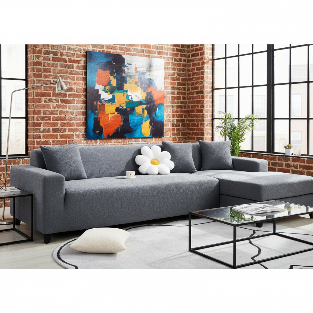 360 Velvet leaves Slipcover Sofa Couch Cover
