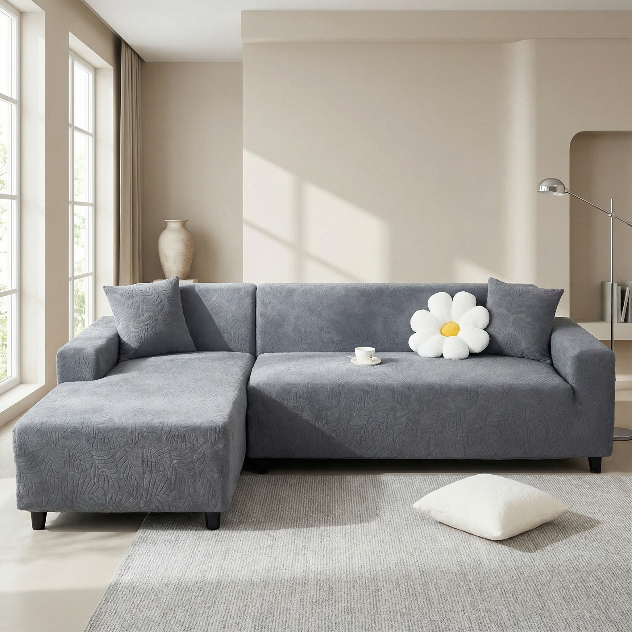 360 Velvet leaves Slipcover Sofa Couch Cover