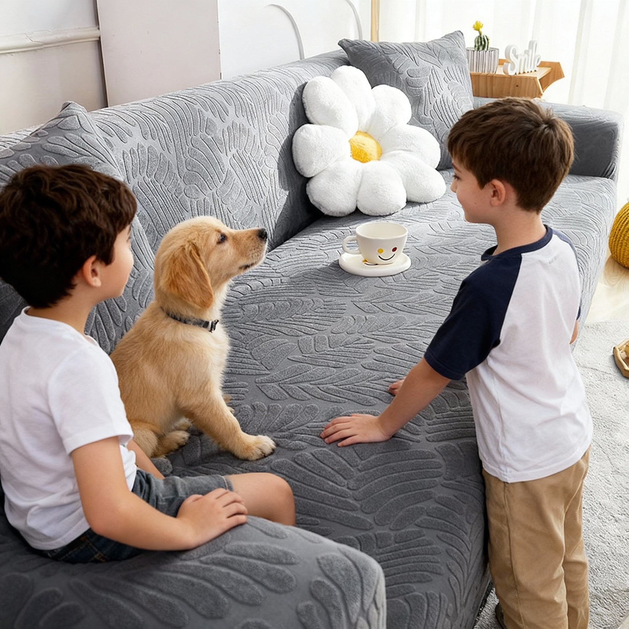 360 Velvet leaves Slipcover Sofa Couch Cover