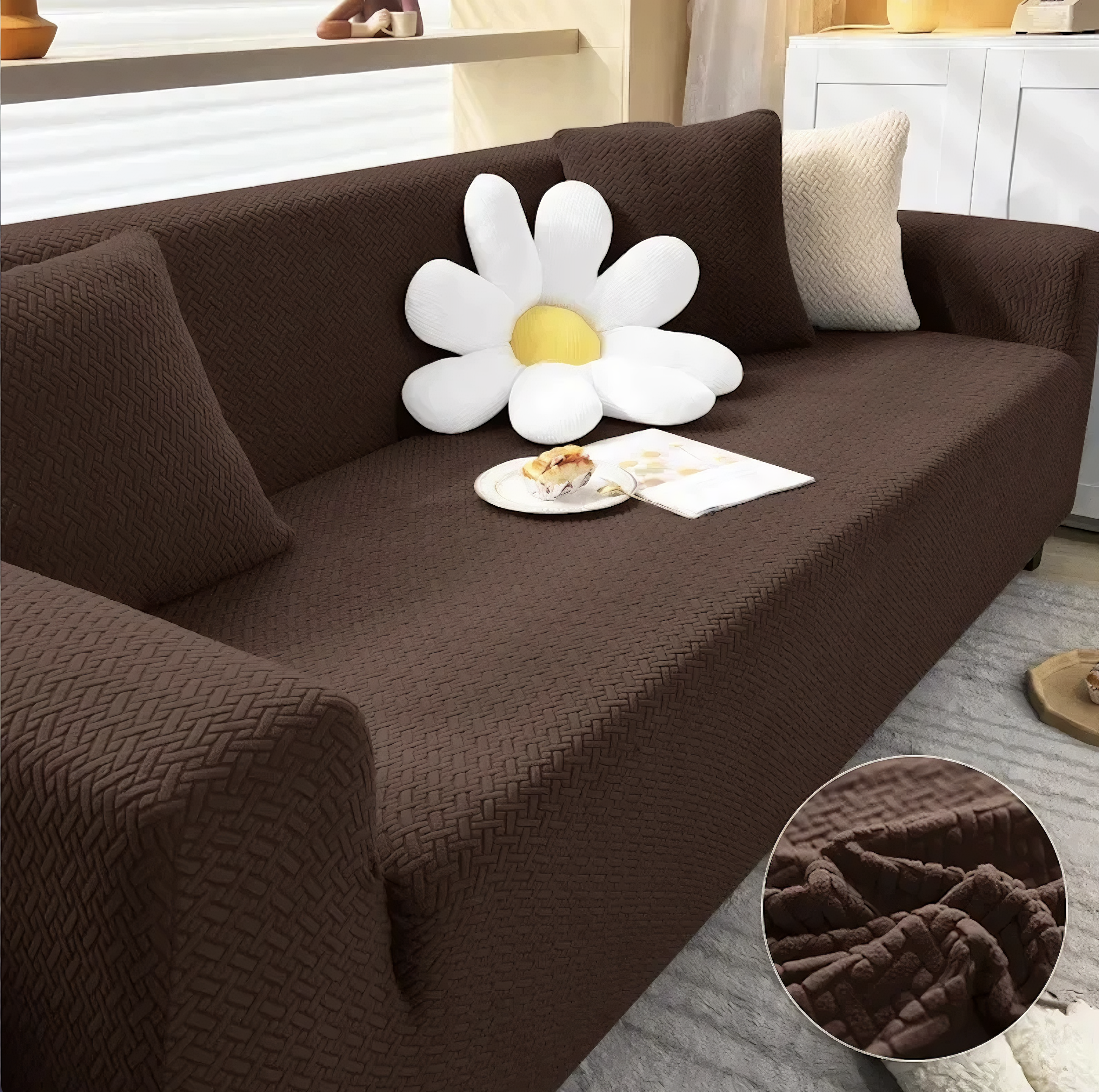 360 Jacquard Non Slip Slipcover Sofa Couch Cover