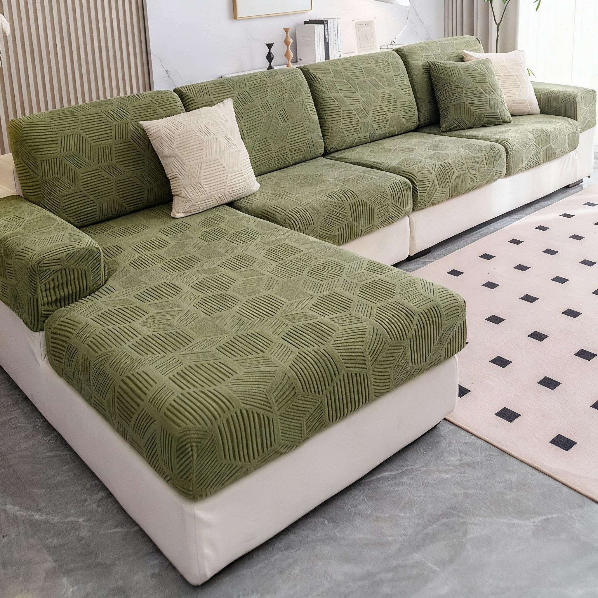 Anti Slip Cushion L Shaped Geometric Sectional Sofa Couch Cover