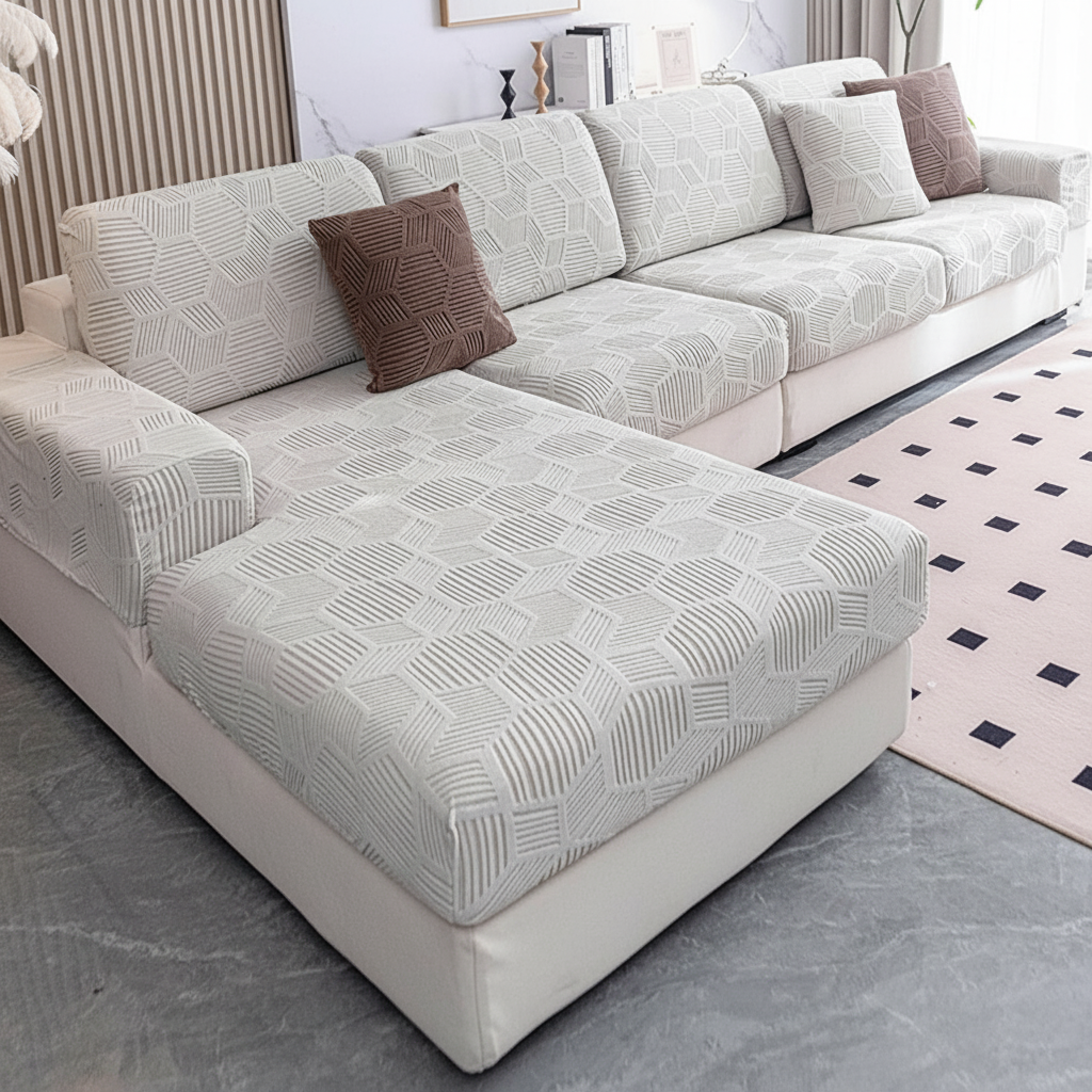 Anti Slip Cushion L Shaped Geometric Sectional Sofa Couch Cover