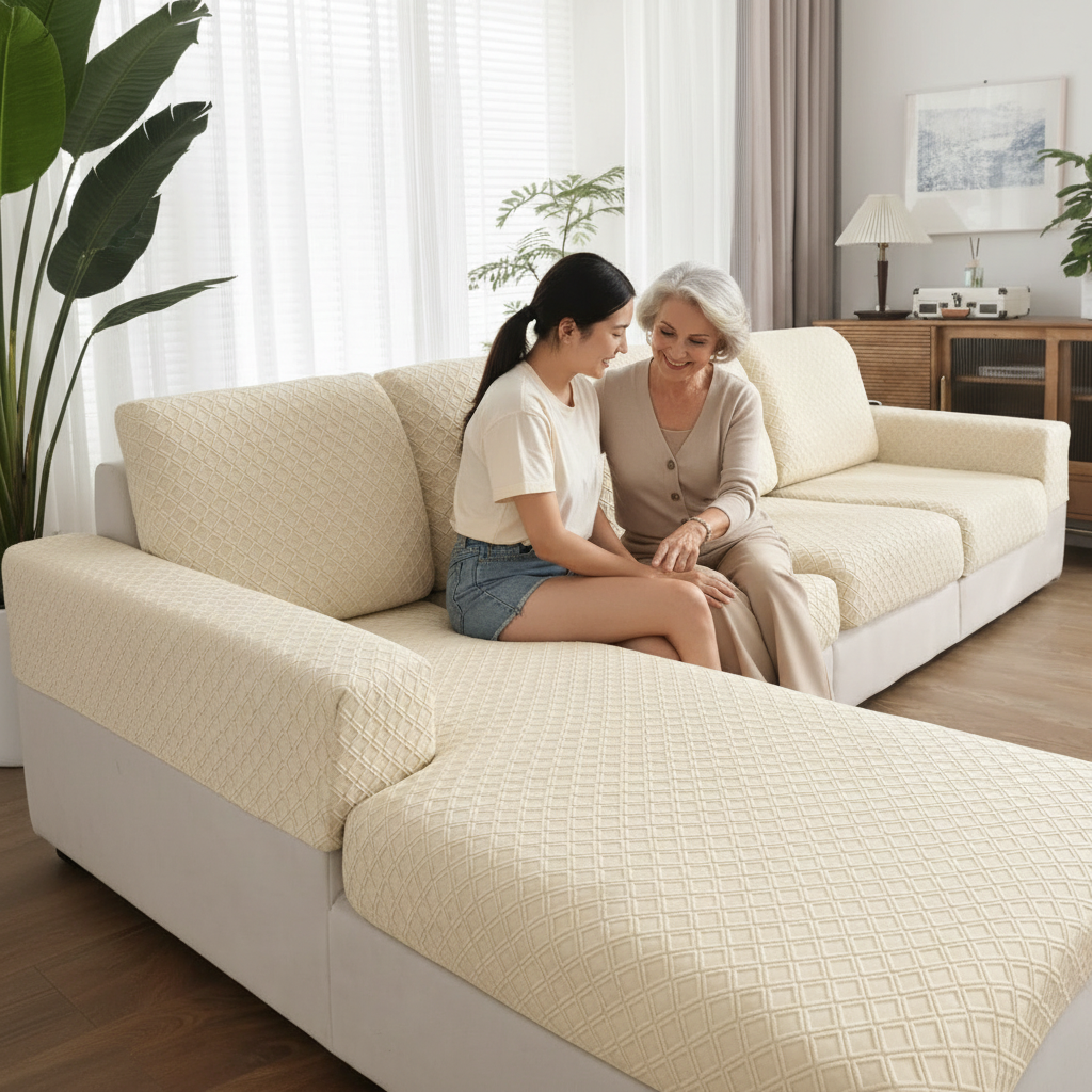 Anti Slip Cushion L Shaped Diamond Sectional Sofa Couch Cover