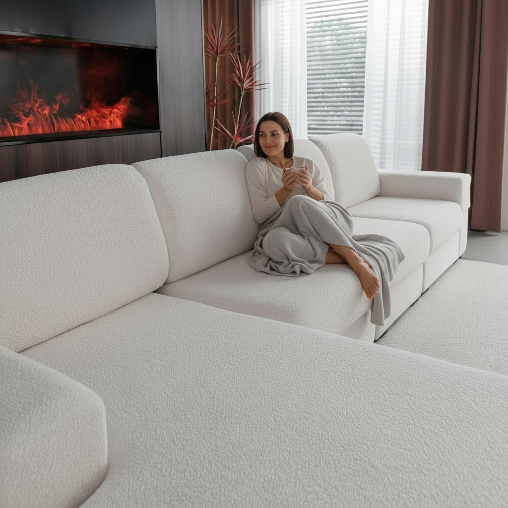 Anti Slip Polar Fleece Sectional L Shaped Cushion Sofa Couch Cover