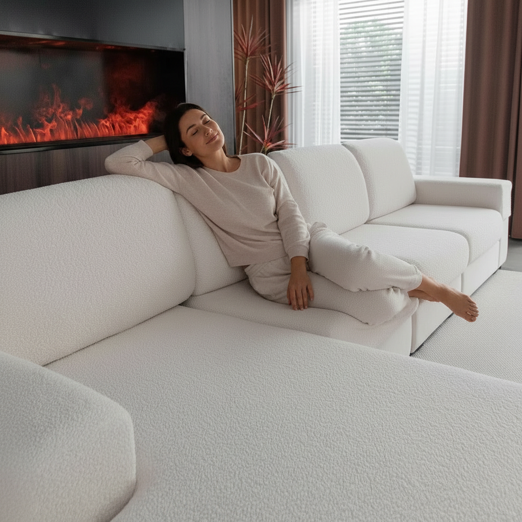 Anti Slip Polar Fleece Sectional L Shaped Cushion Sofa Couch Cover