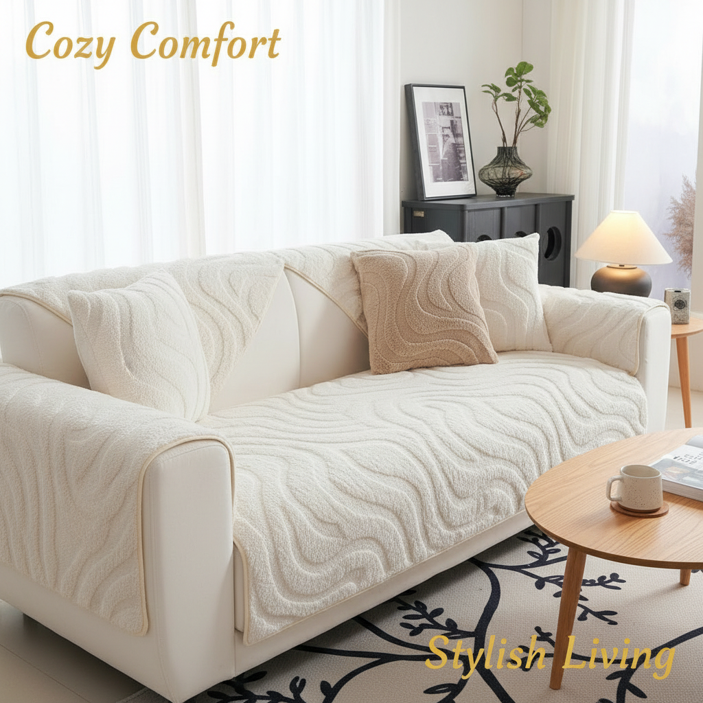 Non Slip Fuzzy Geometric Mat Couch Sofa Cover