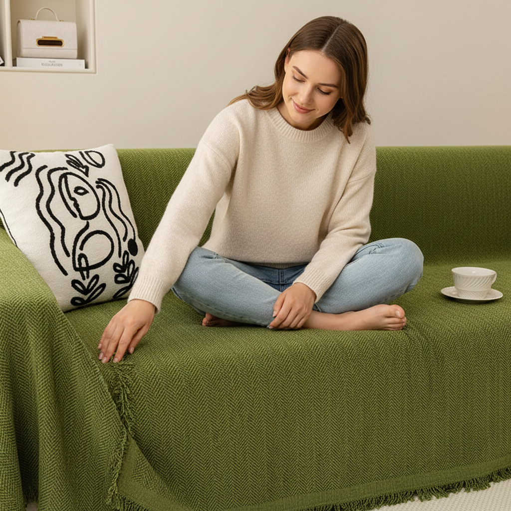 Chenille Tassels Modern Sofa Couch Cover