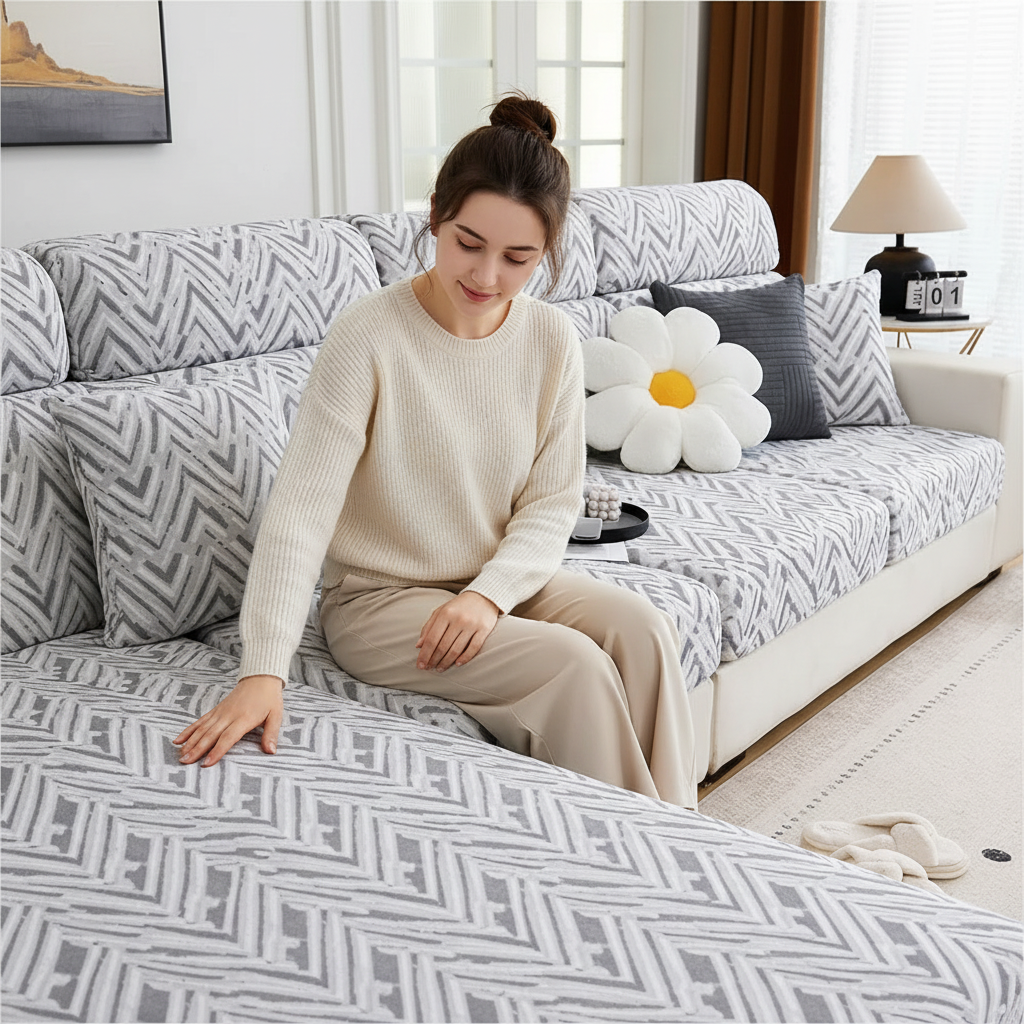Anti-Slip Woven L Shaped Cushion Sofa Couch Cover