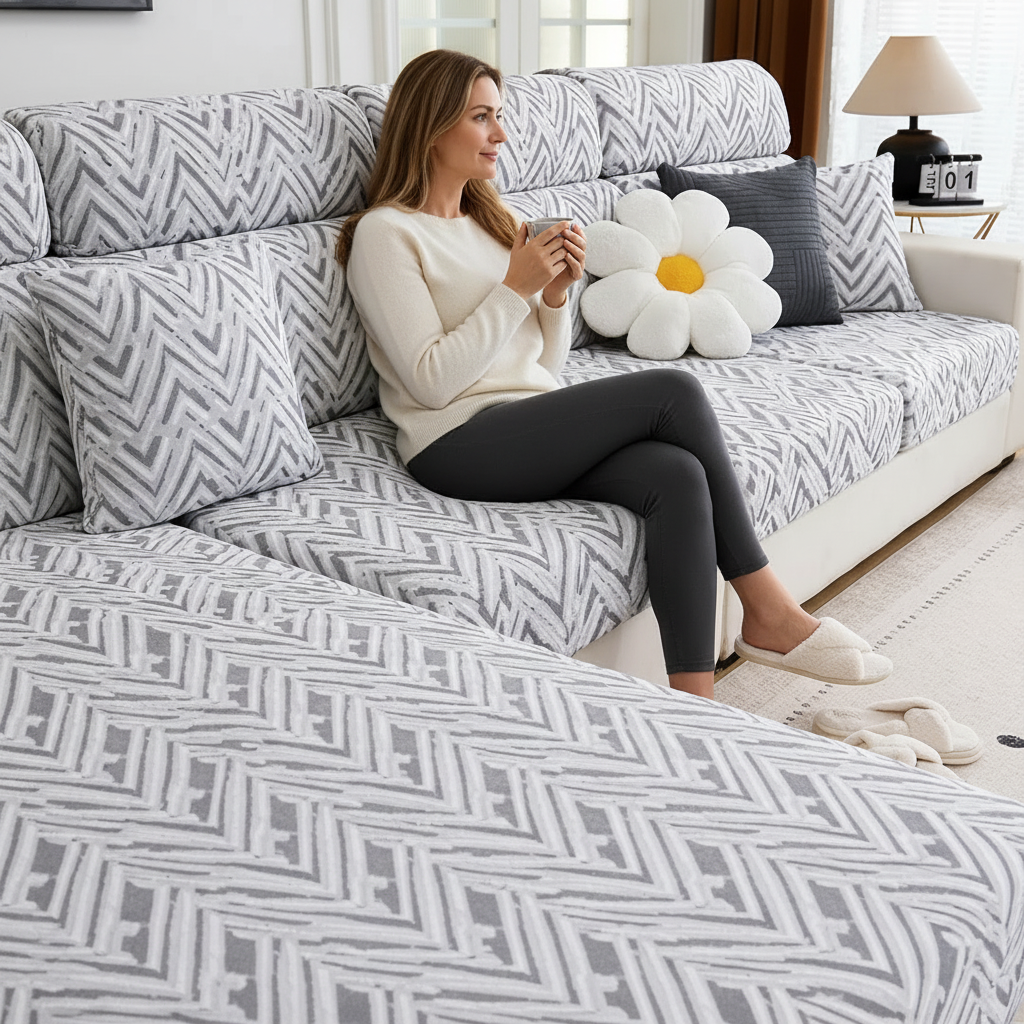 Anti-Slip Woven L Shaped Cushion Sofa Couch Cover