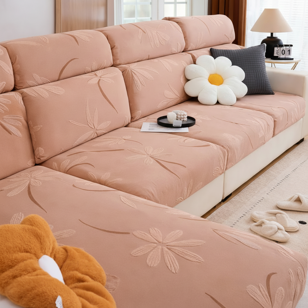 Anti-Slip Floral L Shaped Cushion Sofa Couch Cover
