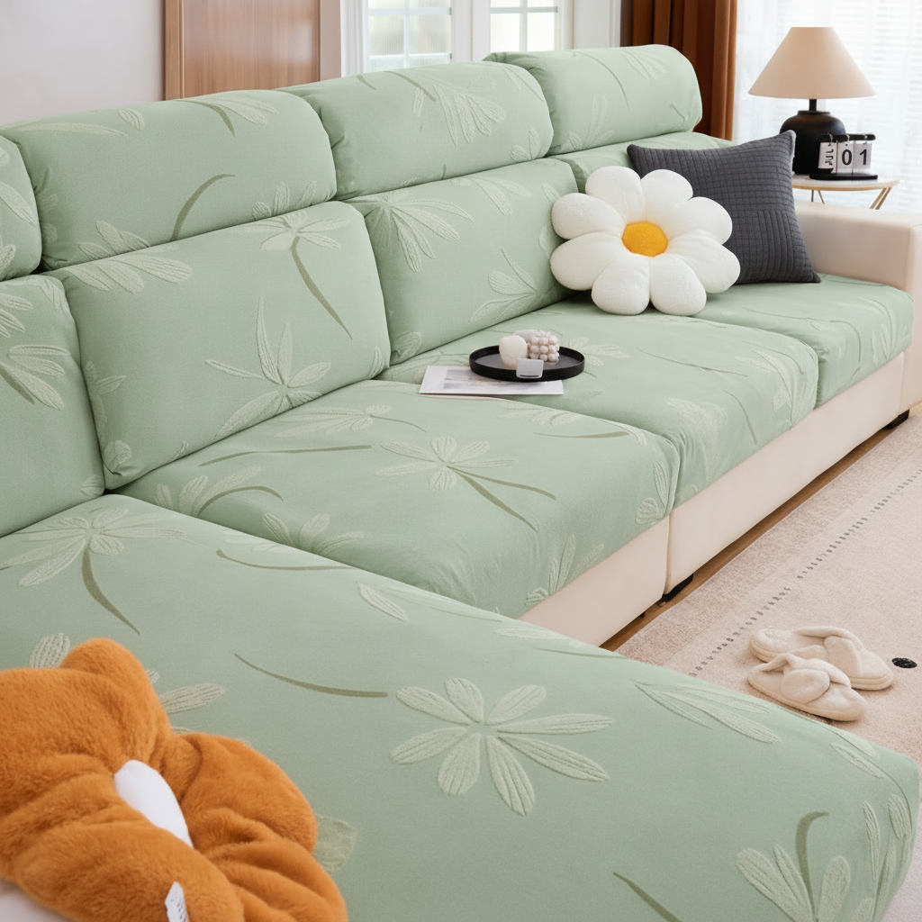 Anti-Slip Floral L Shaped Cushion Sofa Couch Cover