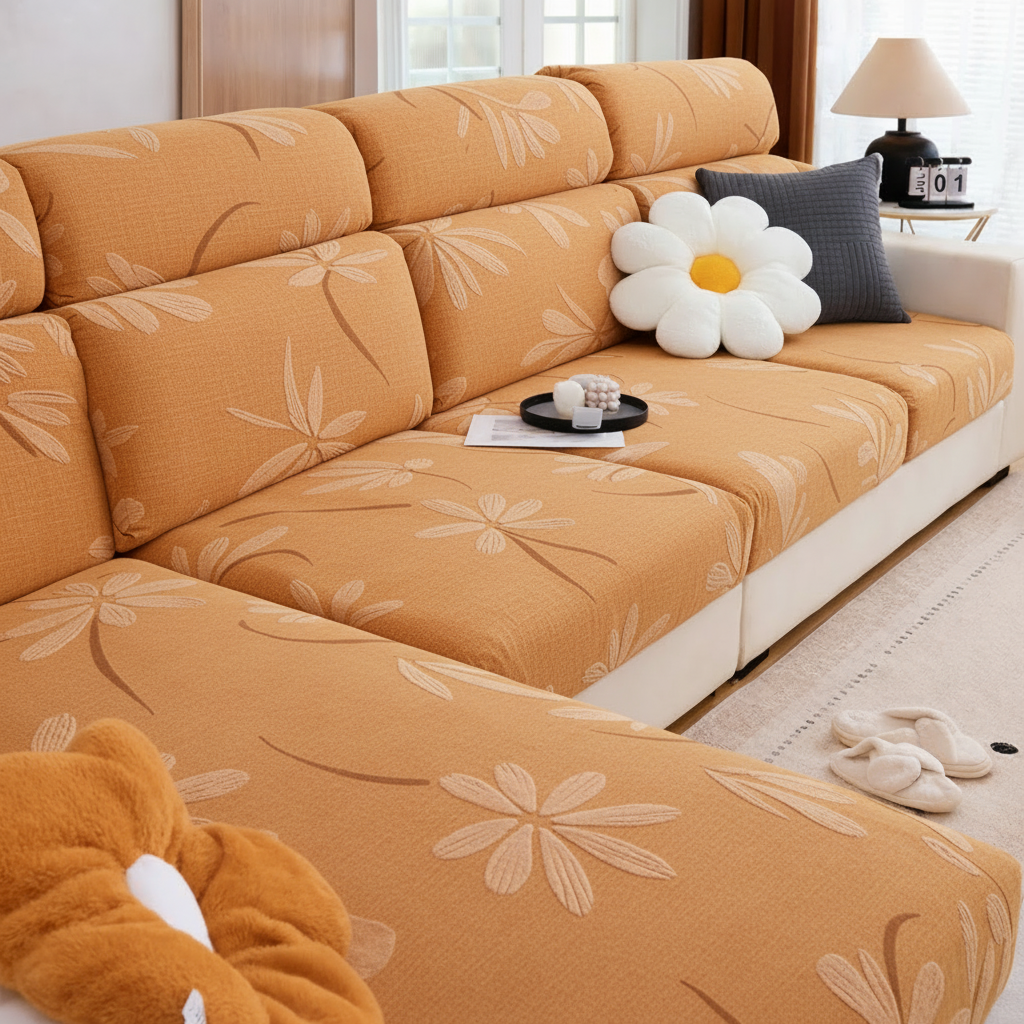 Anti-Slip Floral L Shaped Cushion Sofa Couch Cover