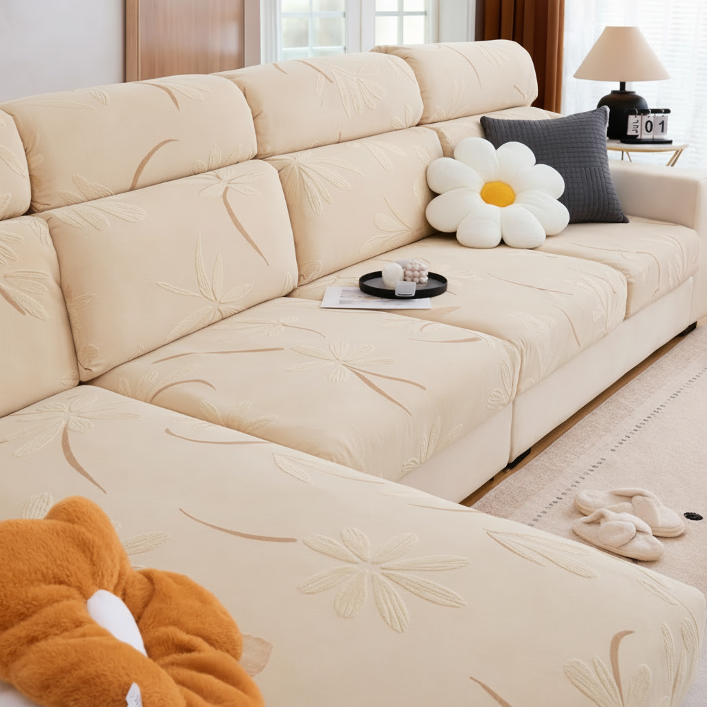 Anti-Slip Floral L Shaped Cushion Sofa Couch Cover